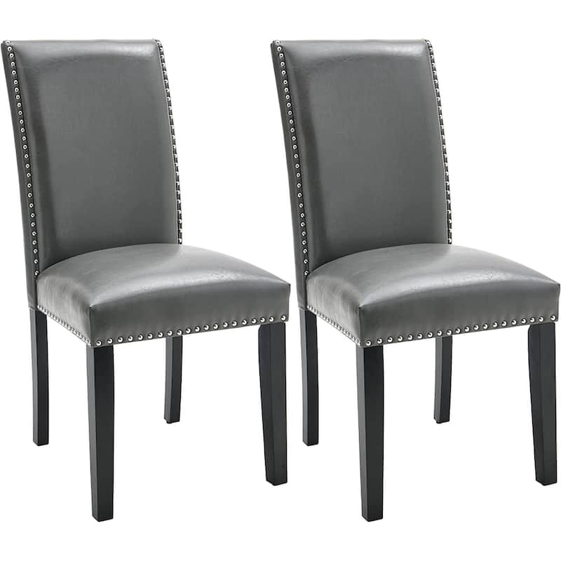 Faux Leather Kitchen Dining Accent Chairs Set of 2 - Space Grey