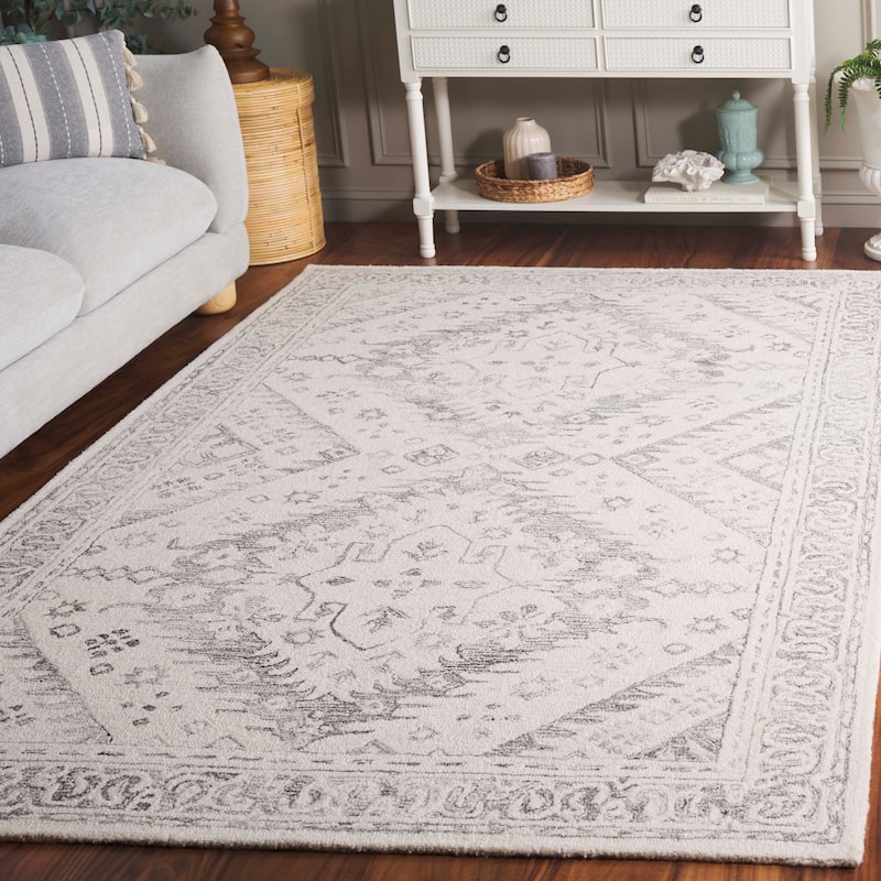 SAFAVIEH Handmade Ebony Domitilia Wool Rug - 8' x 10' - Ivory/Grey