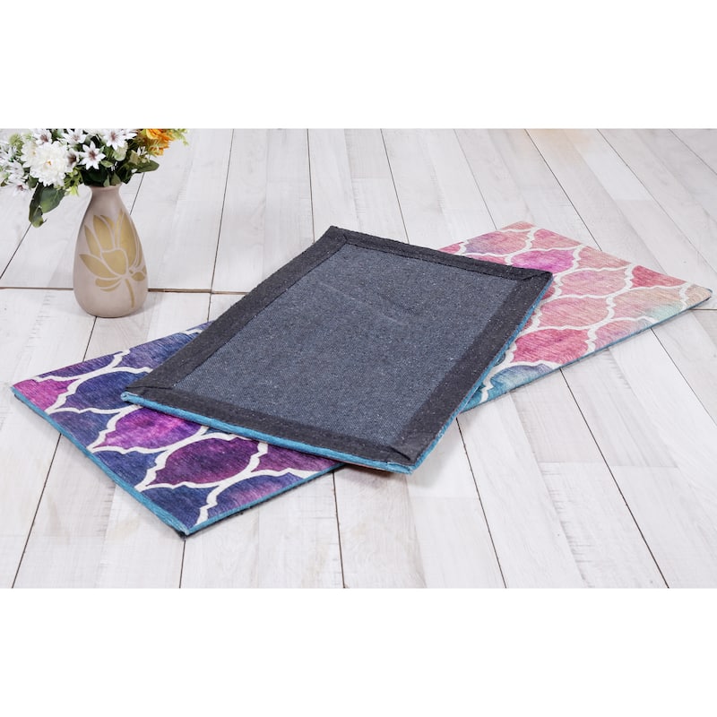 Luxurious Woven Cotton Cushioned Thick Kitchen Mat Rug - Anti-Fatigue, Anti-Skid, - 18''x30''