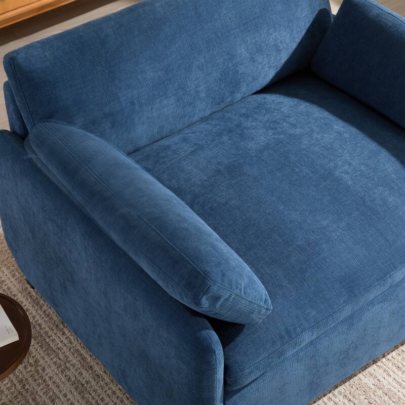 Oversized Chenille Single Sofa Chair – Wide and Deep Seat Accent Chair with Throw Pillows by Harper&Bright Designs