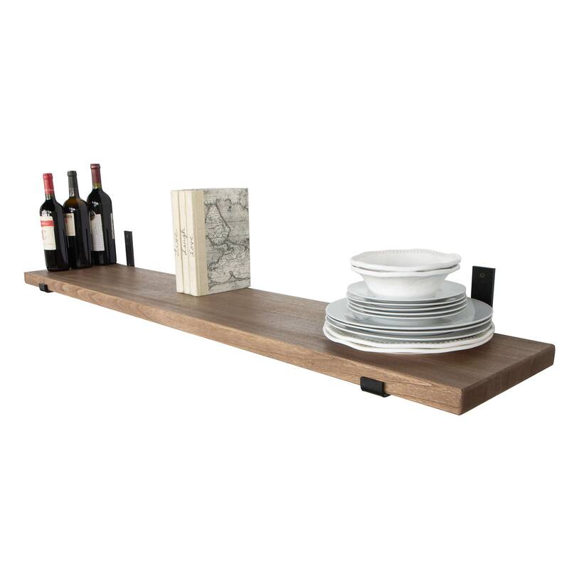 Wallniture Forte Wood Board 60" Long, 11.25'' Deep, 1.5" Thick, Wood Floating Shelf for Wall with Heavy Duty Metal Brackets, 1pc - Special Walnut