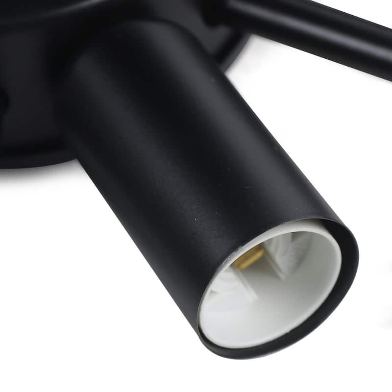 6 Heads Wagon Wheel Flush Mount Light Rustic Black Ceiling Light - 18 inches