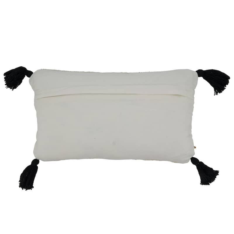Striped Pillow With Tassel Corners Design