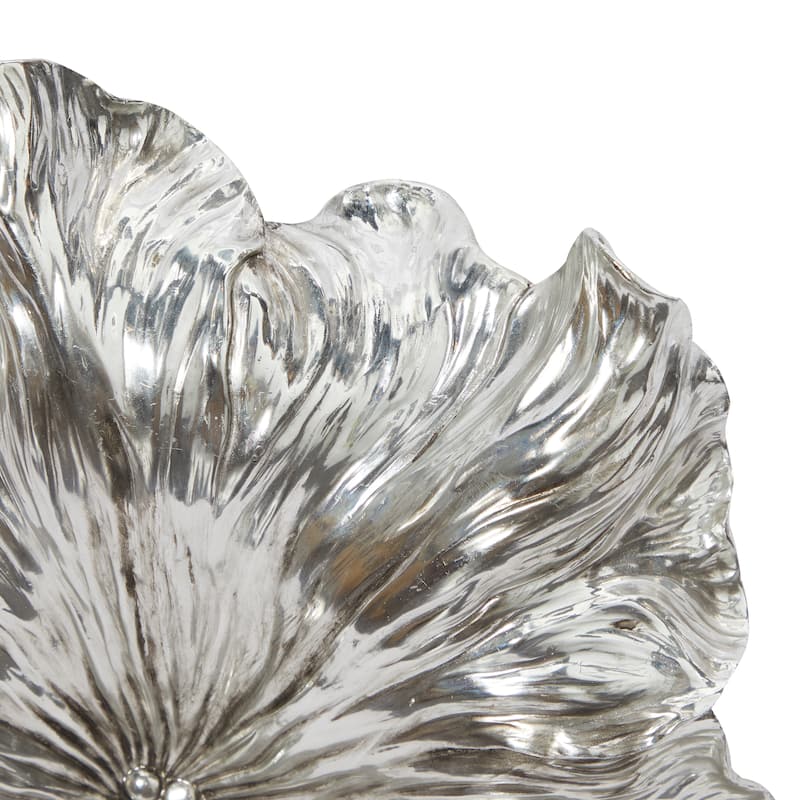 Silver Polystone 3D Floral Home Wall Decor (Set of 3)