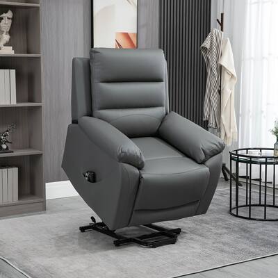 HOMCOM Large Power Lift Chair for Elderly with Massage, Up to 400 LBS, PU Leather Recliner Chair