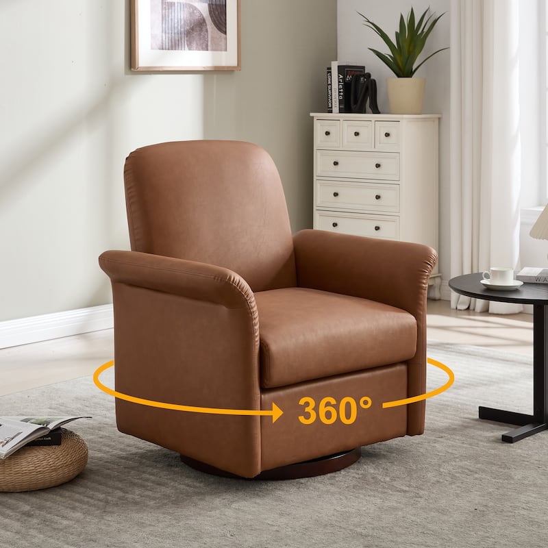 Modern Barrel Armchair with Wood Base for Bedroom