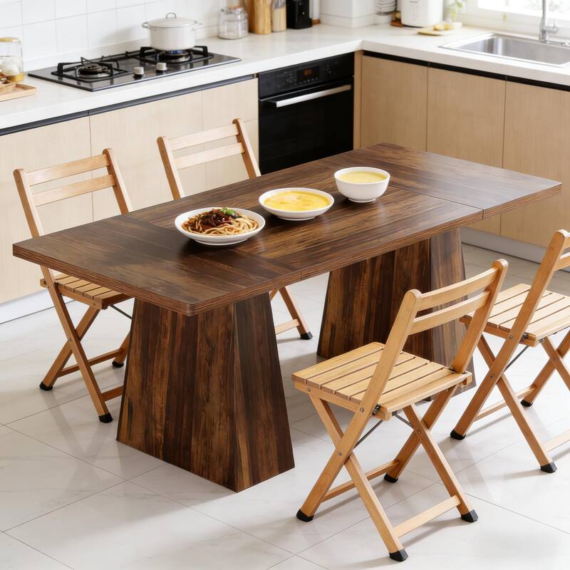 Wooden Dining Table Kitchen Table, Home Office Table, Coffee Table Meeting Table with Tapered Legs - Dark Brown