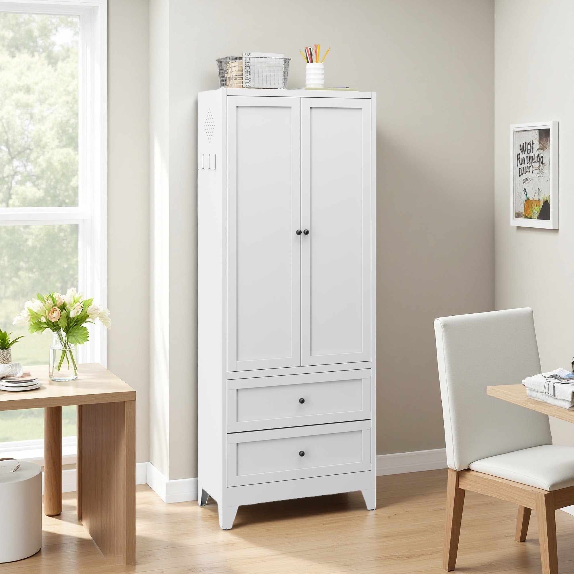 72" Steel Pantry Cabinet with Drawers & Adjustable Shelves