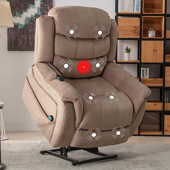 Lay flat recliner Power Lift Recliner Chair for Elderly with Massage and Heat - Camel