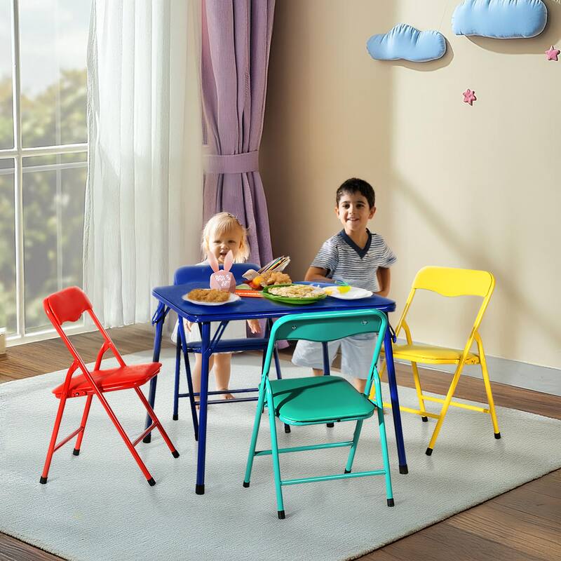 Homylin Kid's 5-piece foldable square table and chair set, Kid's activity table and chair set,suitable for Home classrooms - N/A