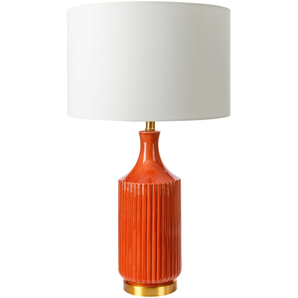 Jared Glazed Ceramic Linear Texture Table Lamp - 31"H x 17"W x 17"D