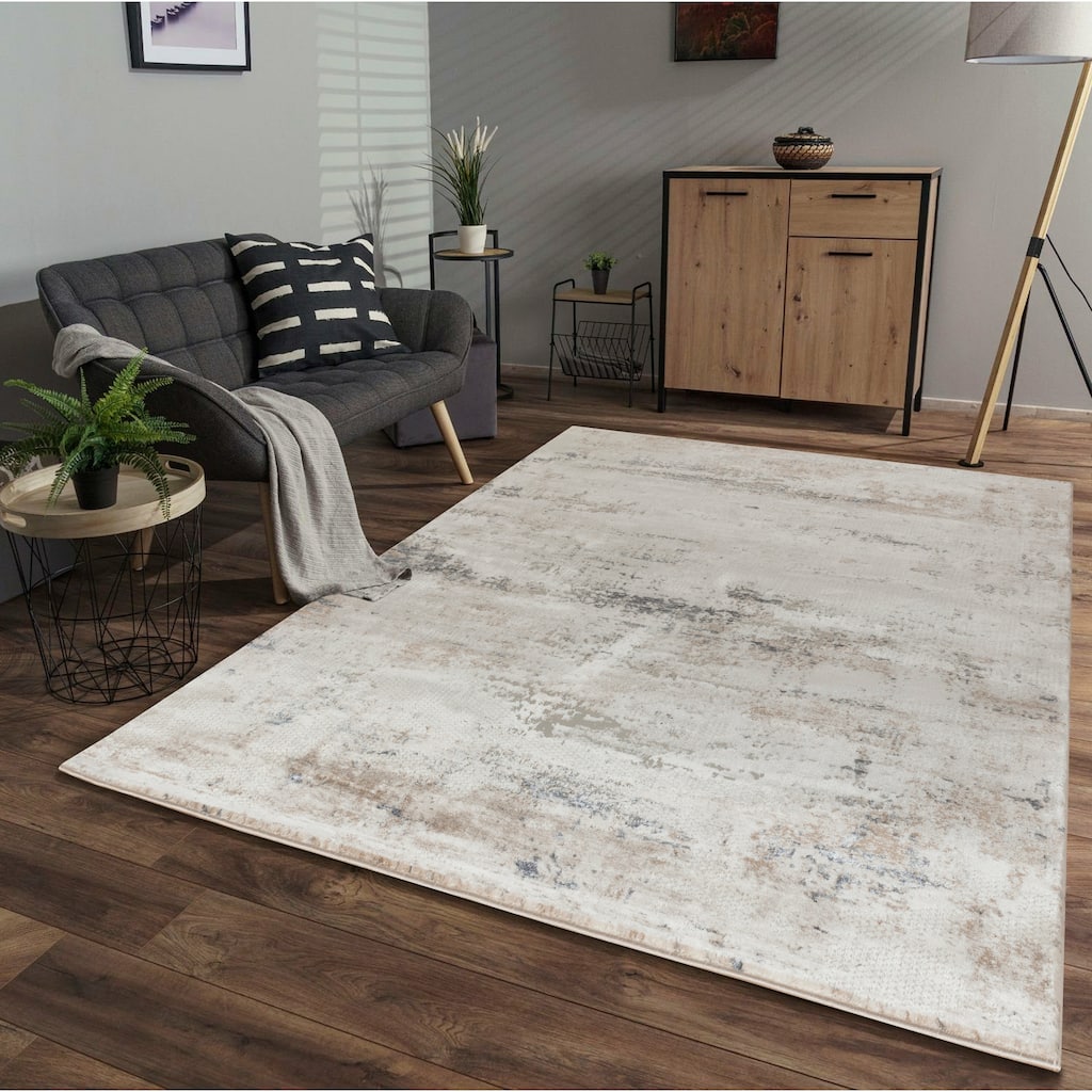 Omari Collection Cream Abstract Traditional Area Rug