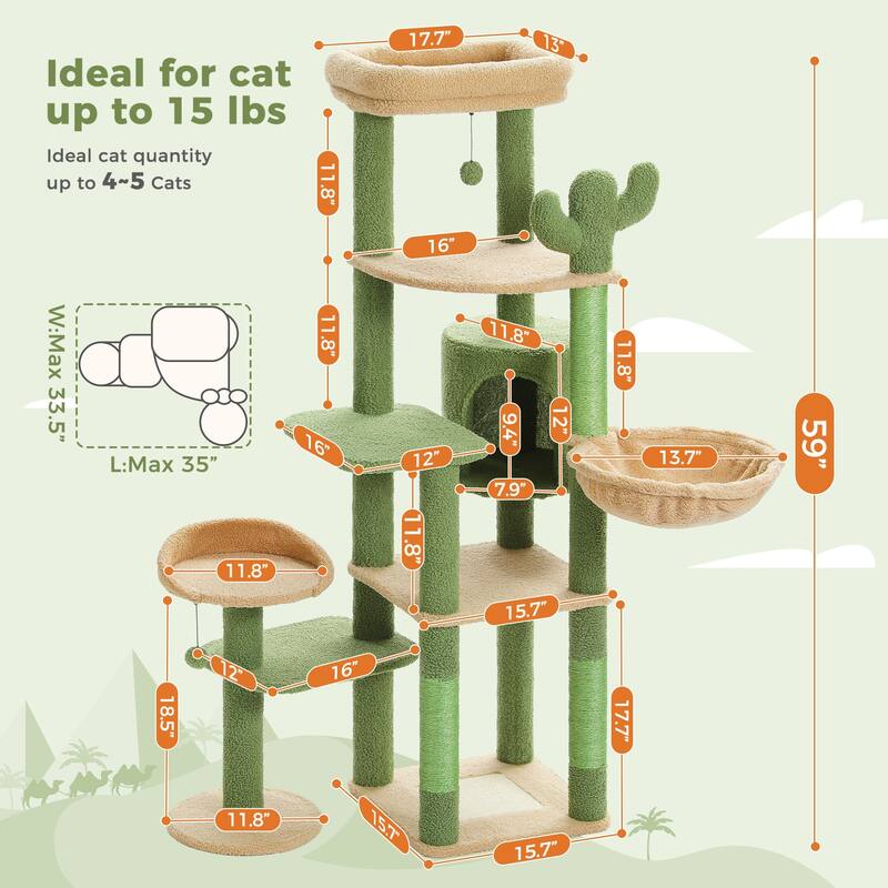 Multi-Level Cat Tree - Green