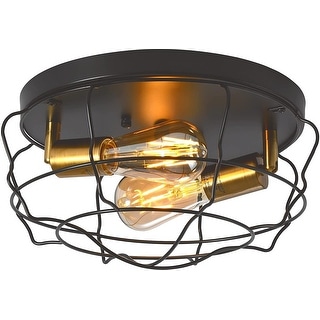 2 light flush mount light fixture black farmhouse cage close to ceiling ...