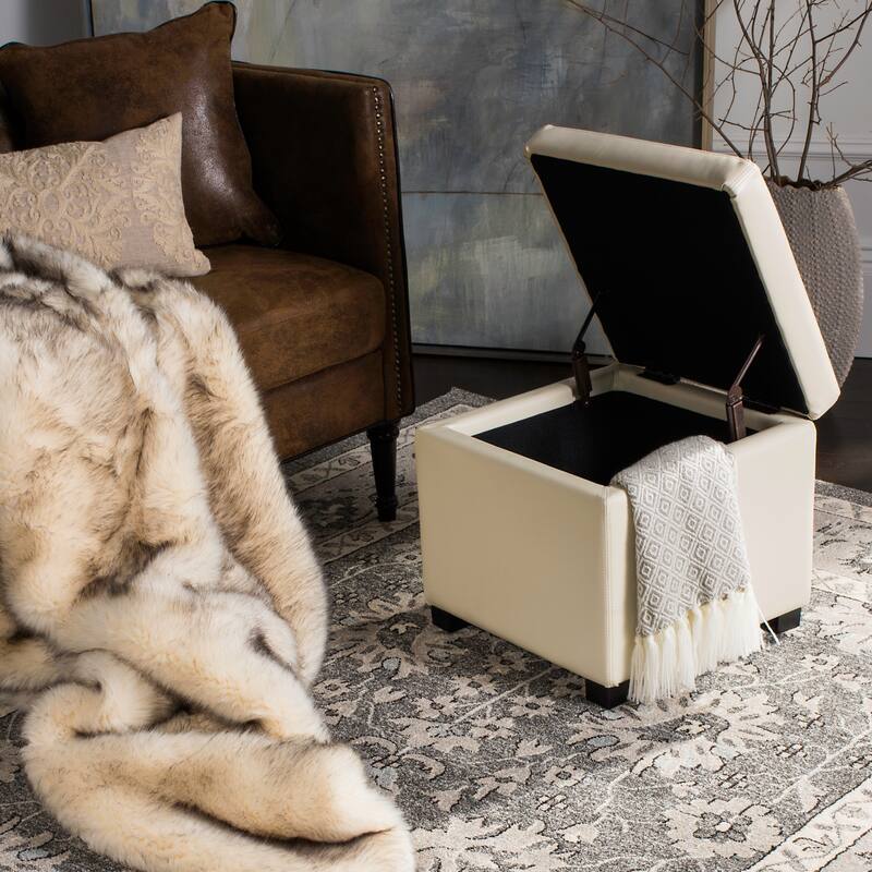 SAFAVIEH Brigitte Storage Flip-Top Brown Ottoman