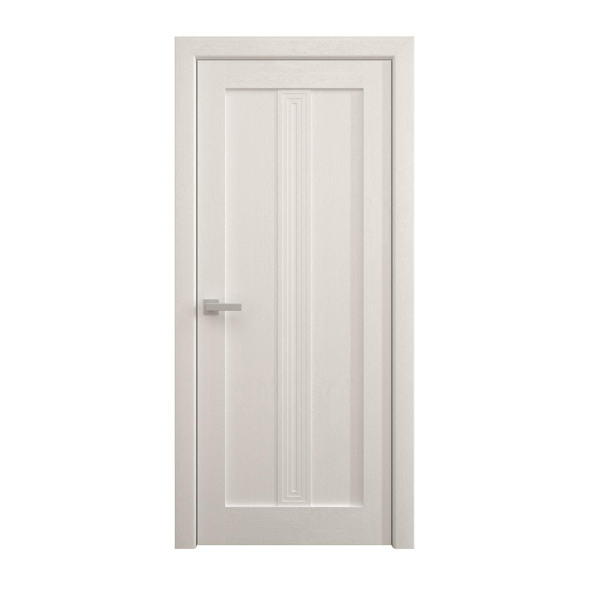 Interior Solid French Door 18 x 80 inches | Ego 5006 Painted White Oak | Single Regular Panel Frame Handle | Bathroom