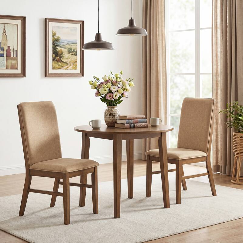 Gymax Upholstered Dining Chairs Set of 4 w/ Solid Rubber Wood Legs for