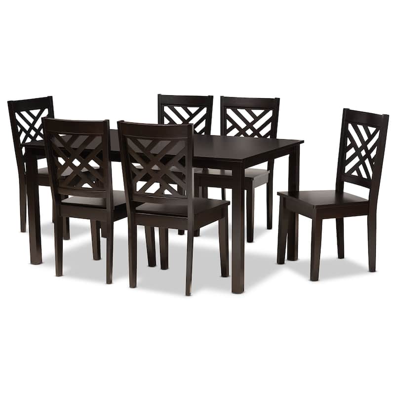 Ani Modern and Contemporary 7-Piece Dining Set - Espresso