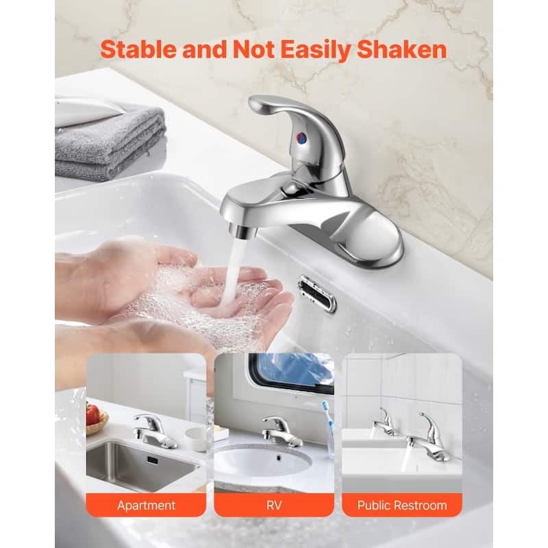 Chrome Stainless Steel Single Handle Kitchen Faucet with Press Drain - 6.30 x 5.12 x 9.06 inch