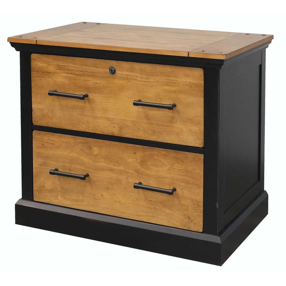 Toulouse Wood Lateral File With Legal/Letter File Drawer, Office Storage, Black