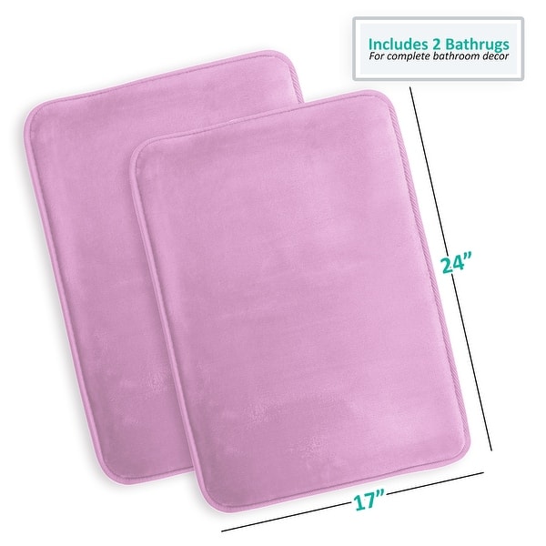 dimension image slide 22 of 58, Clara Clark Ultra Soft Plush Bathroom Rug - Non-Slip, Velvet, Memory Foam Bath Mat - Set of 2