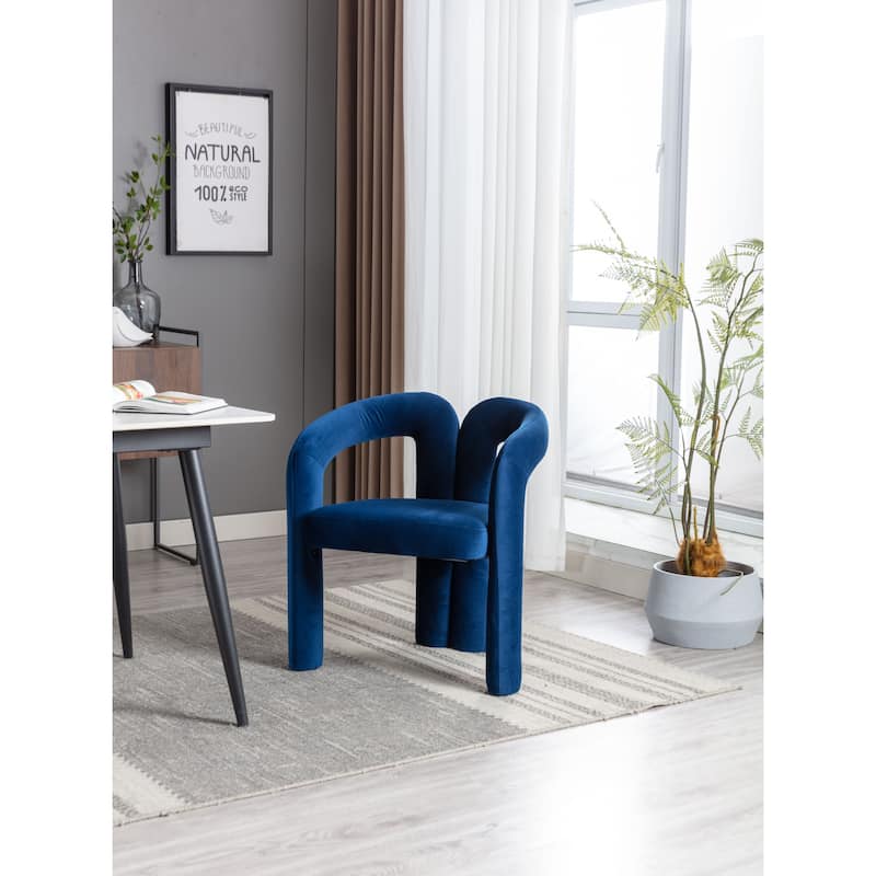 Accent Chairs Set of 2, Comfort Velvet Upholstered Armchair with Hollow Backrest Design