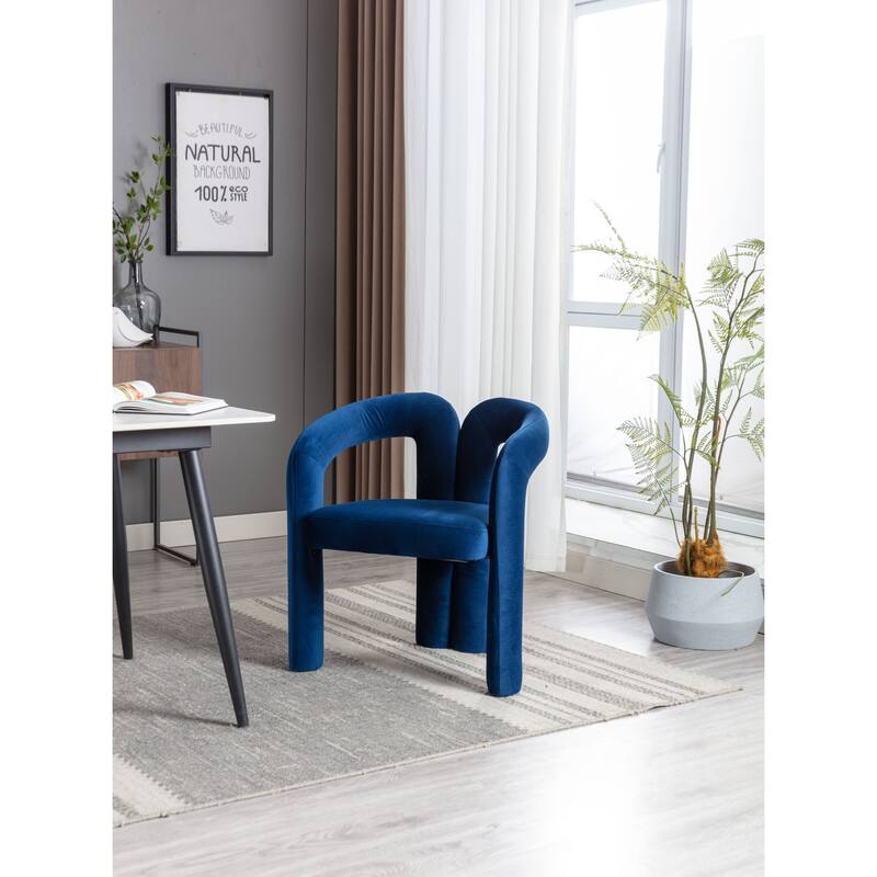 Elevate Your Living Room with a Set of 2 Navy Fabric Upholstered Accent Dining Chairs