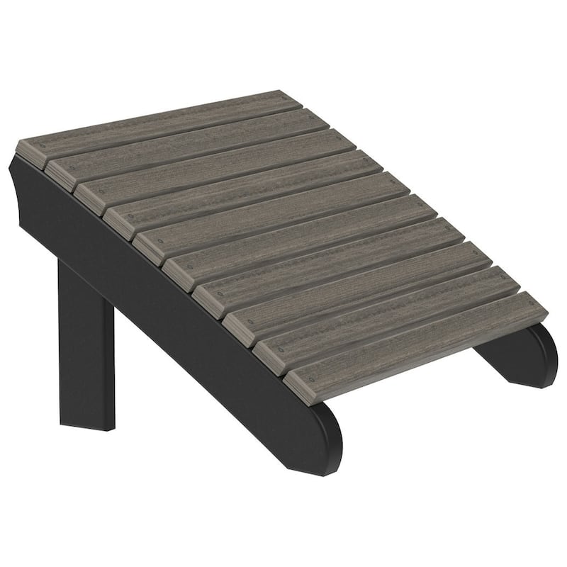 Poly Lumber Adirondack Footrest - Coastal Gray Woodgrain & Black