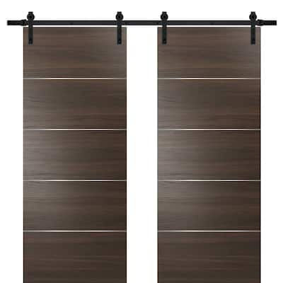 Double Barn Sliding Brown Doors 13FT Rails / Planum 0020 Chocolate Ash