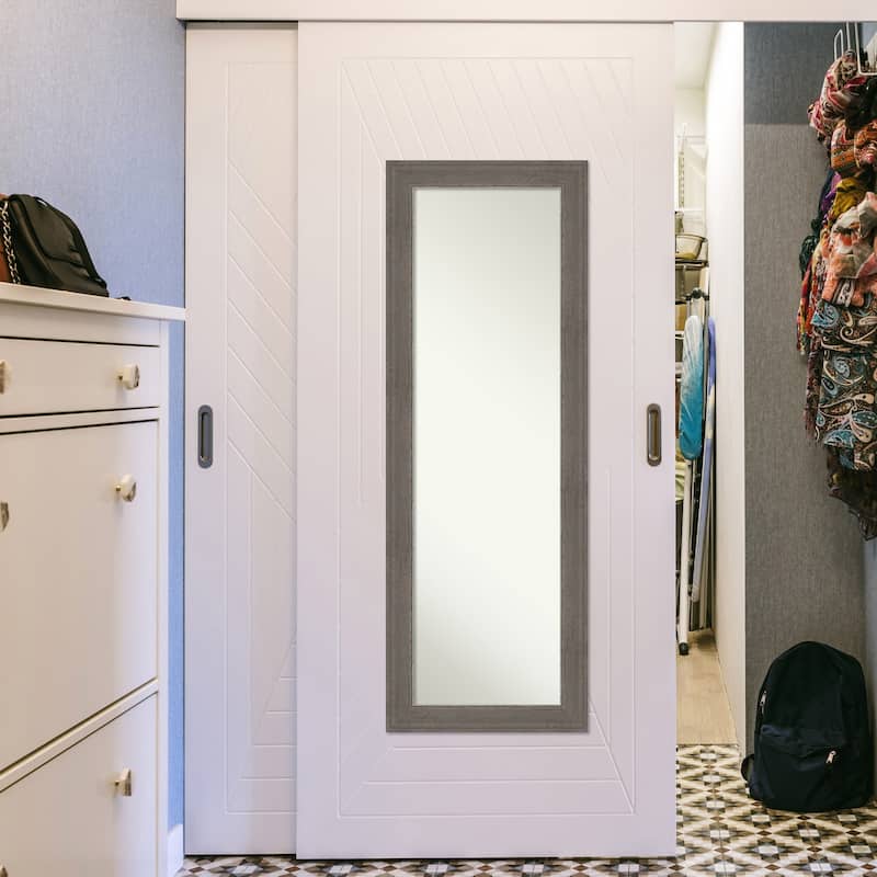 Non-Beveled Full Length On The Door Mirror - Alta Frame - Outer Size: 19 x 53 in