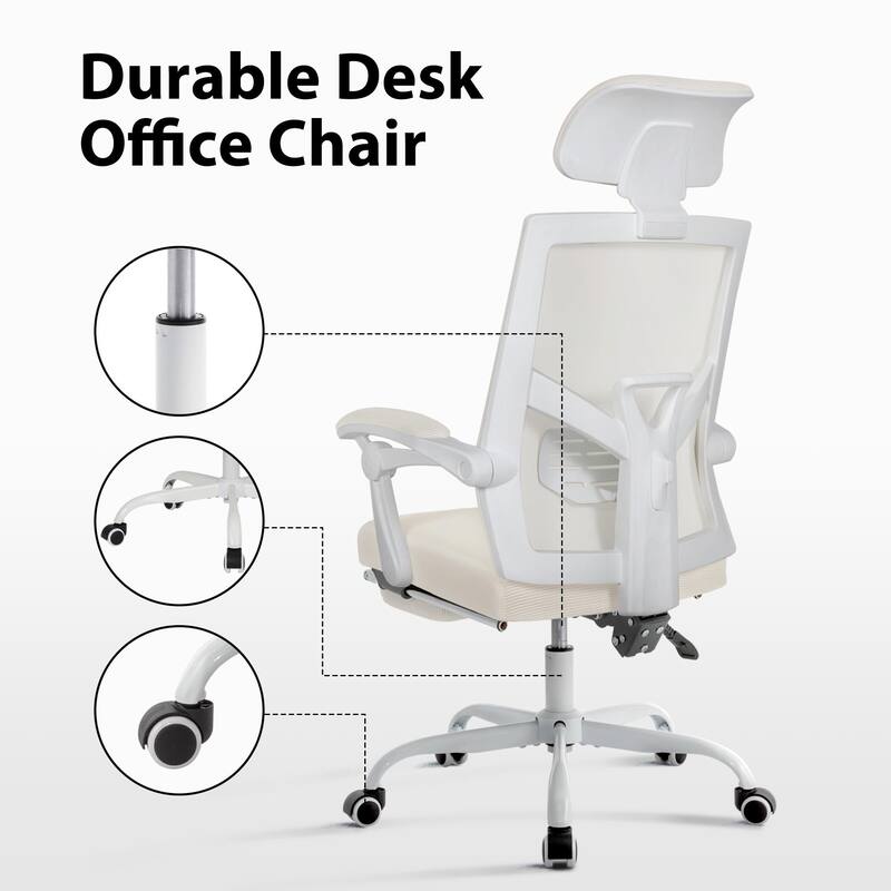 Ergonomic Mesh Office Chair with Adjustable Lumbar Support & Footrest