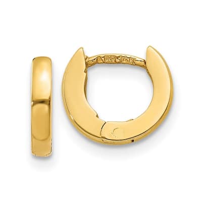 Curata 14k Yellow Gold Small Polished Hinged Earrings - 6x3mm