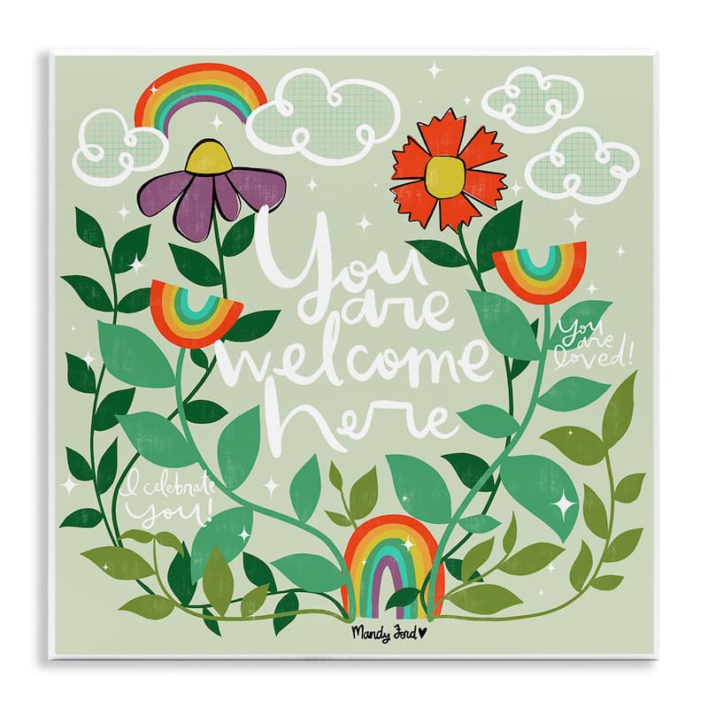 Stupell Comforting Welcome Here Phrases Wall Plaque Art Design By Mandy Ford Art + Illustration - 12 x 12