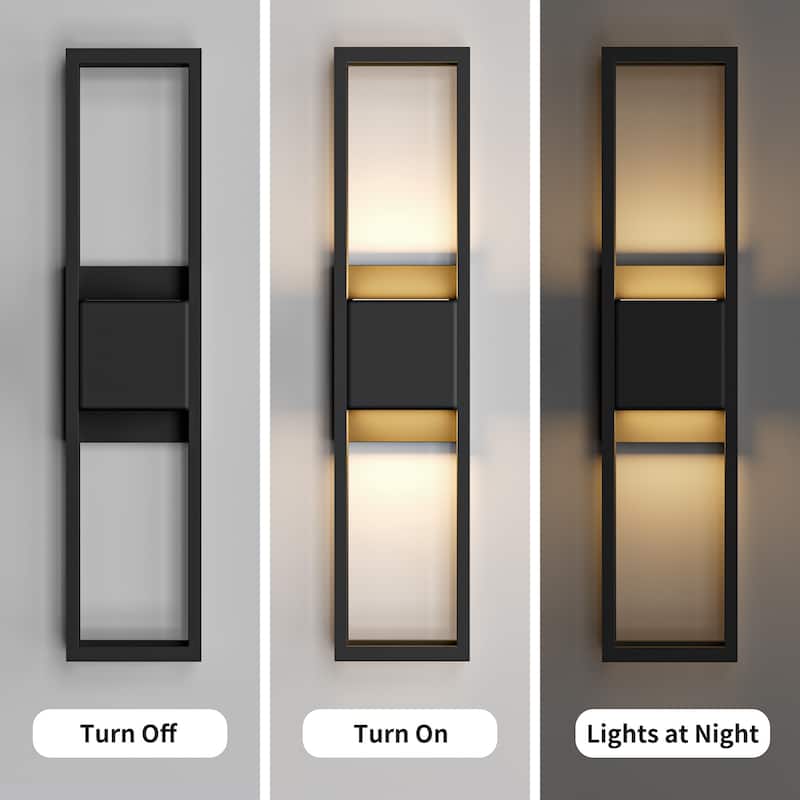 Modern Rectangle Matte Black LED Wall Sconce Outdoor Waterproof