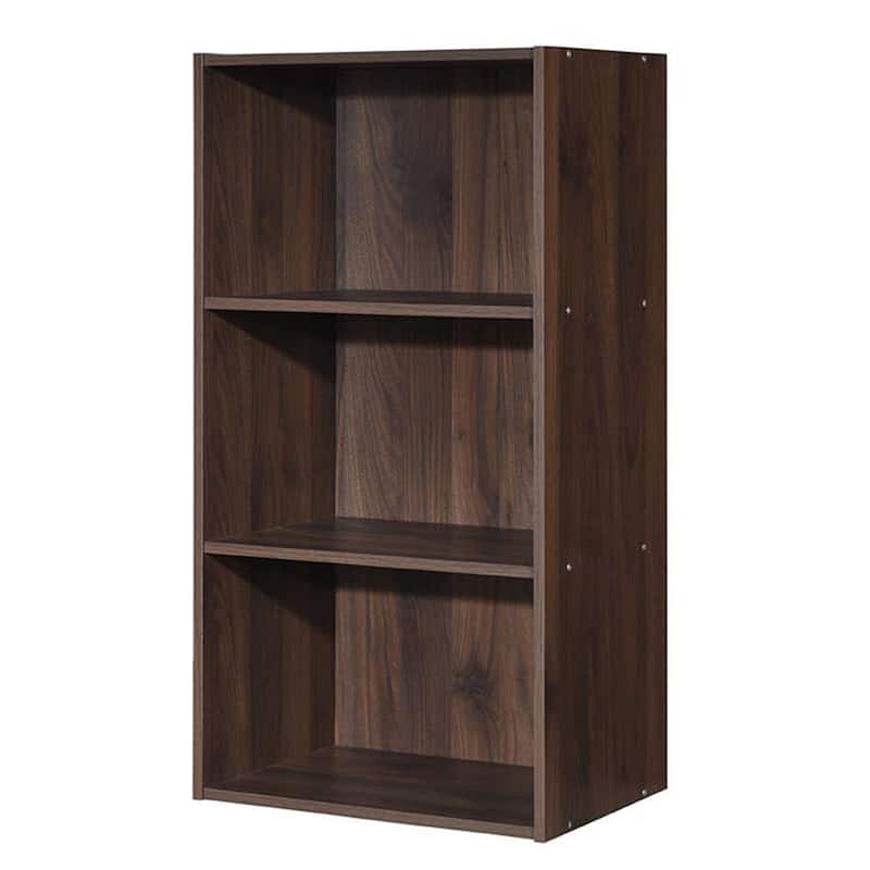 3 Open Shelf Bookcase Modern Storage Display Cabinet - 17" x 11.5" x 31.5" (L x W x H) - Walnut