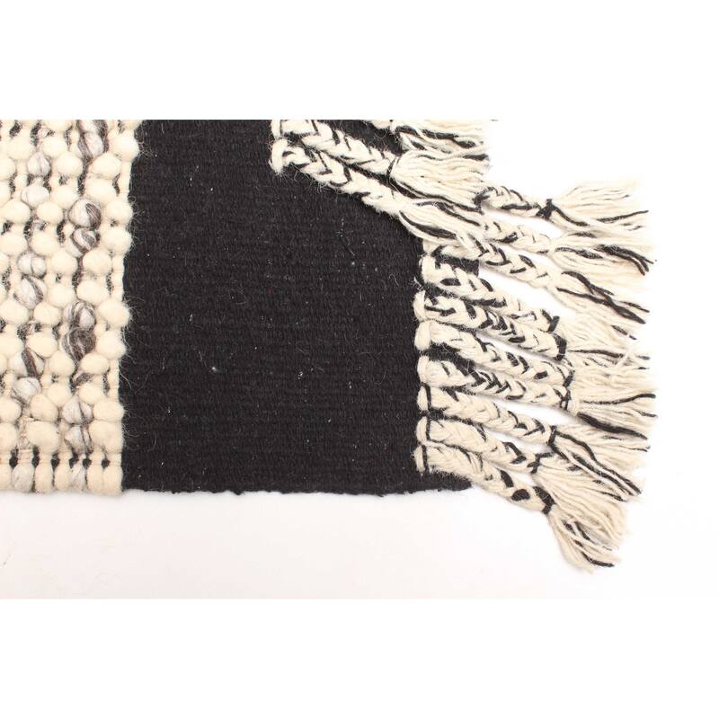 ECARPETGALLERY Braid weave Sienna Beige Wool Rug - 5'3 x 7'2