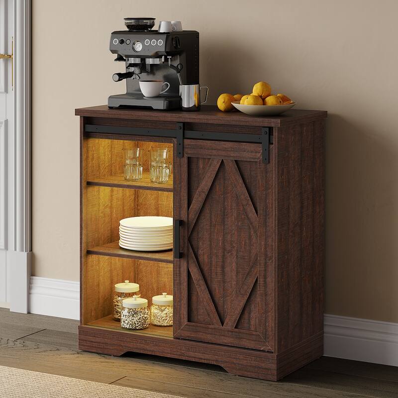 WAMPAT Farmhouse Coffee Bar Cabinet Storage Sideboard
