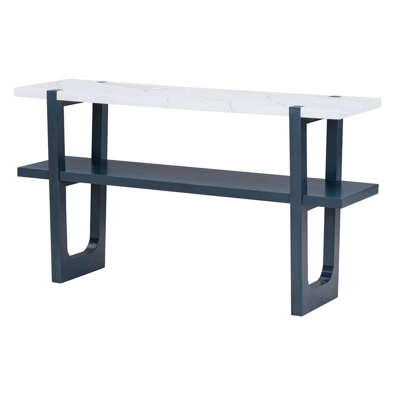 Elegant Console Table with Marble-Effect Top and Versatile Storage Solutions for Entryway and Living Room