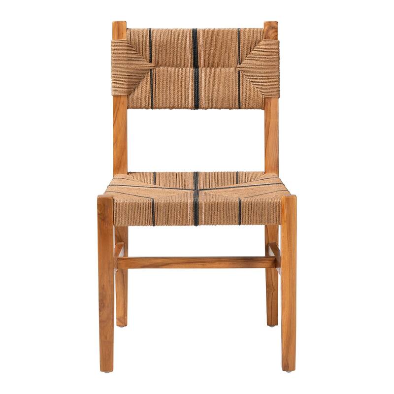 Prita Bohemian Paper Loom and Black Mahogany Wood Dining Chair