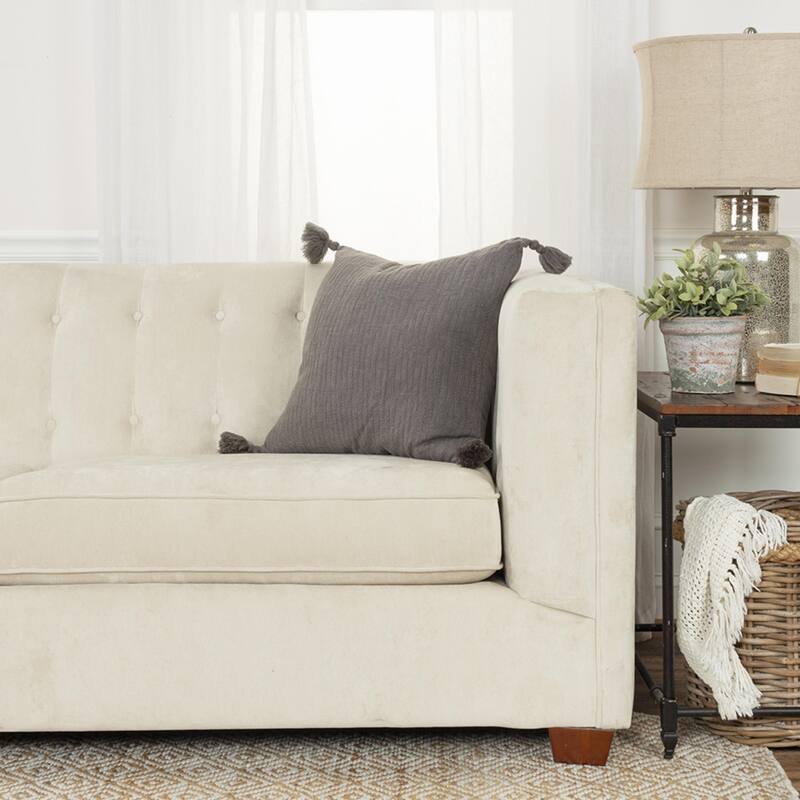 Solid With Tonal Abstract Cotton Throw Pillow