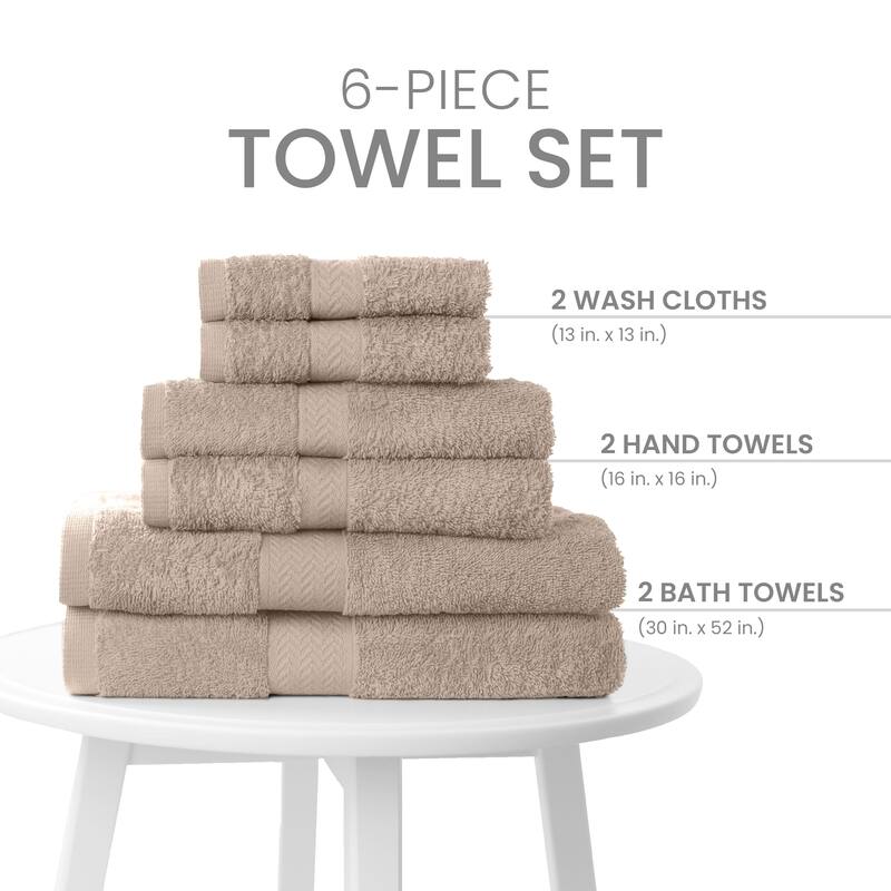 Martex 6 PC 100% Ringspun Cotton Towel Set Highly Absorbent & Soft