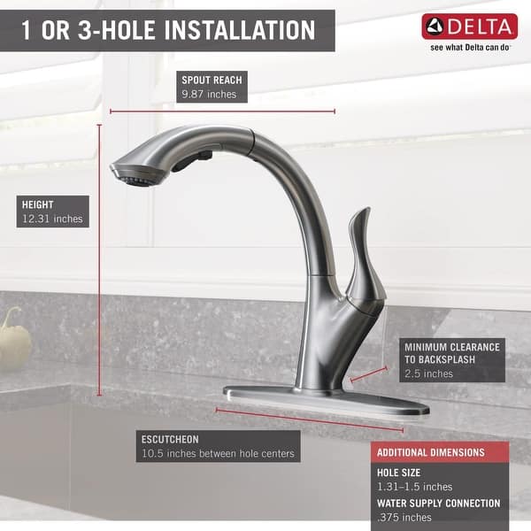 Delta 4353-dst linden single handle pullout kitchen faucet
