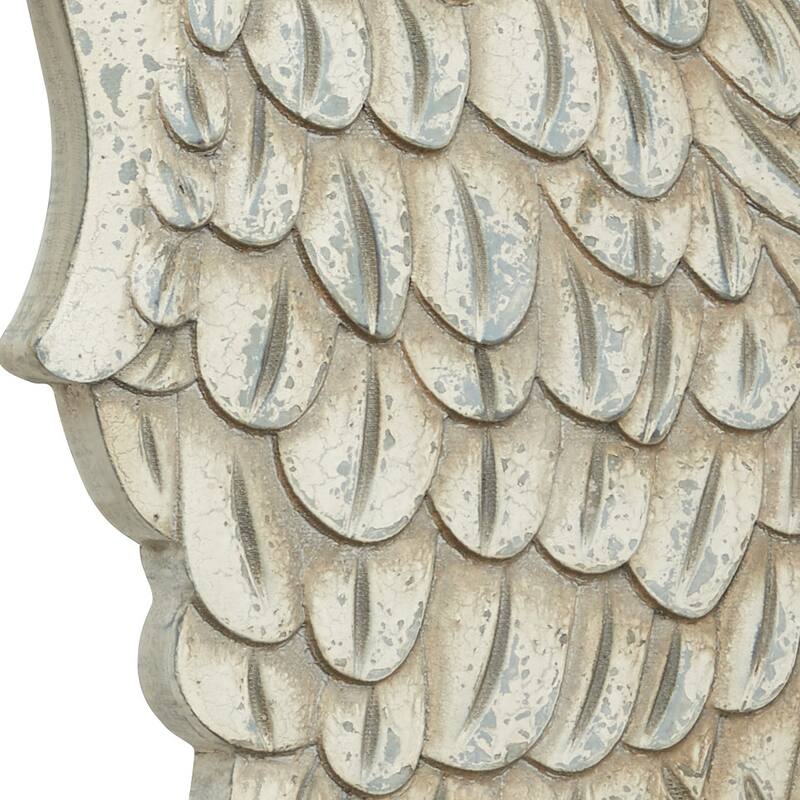 White Wooden Carved Wings Bird Home Wall Decor (Set of 2)