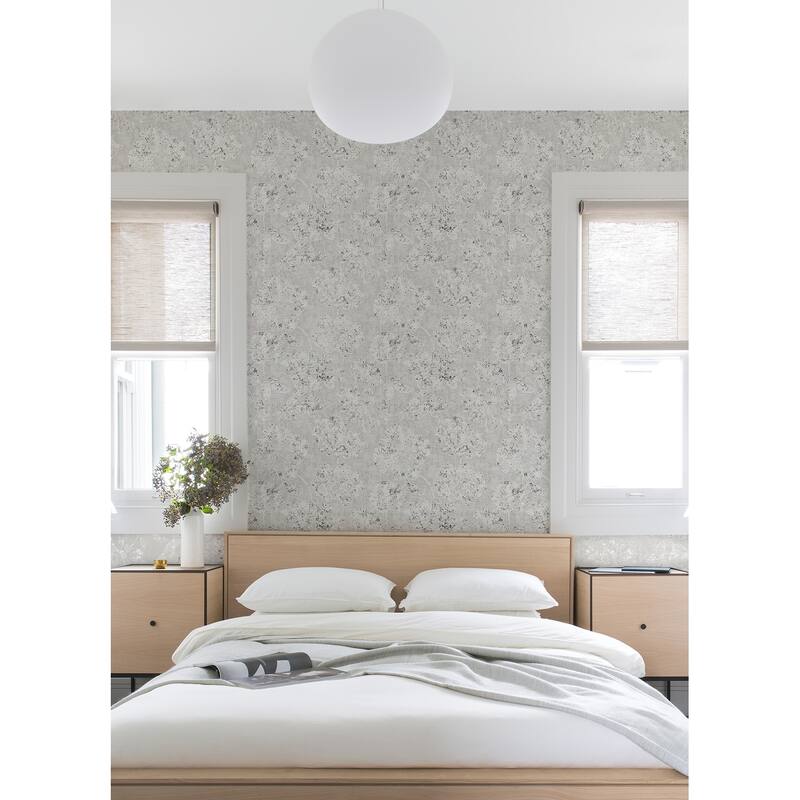 A-Street Prints Kala Platinum Floral Wallpaper