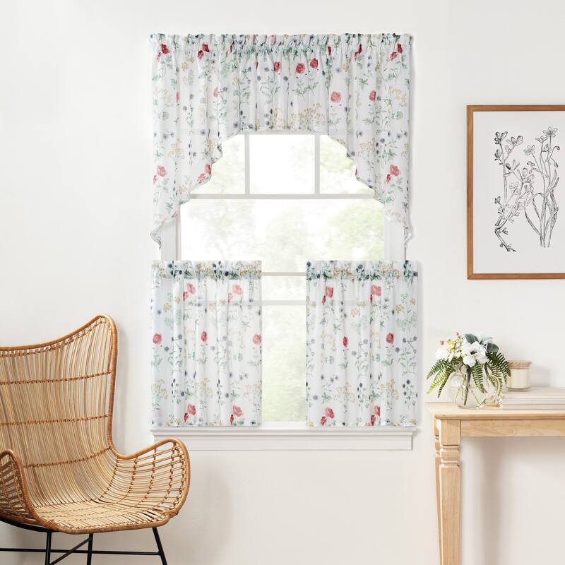 Martha Stewart Martha's Garden Print Valance, Swag, or Tier Pair Curtain Collection