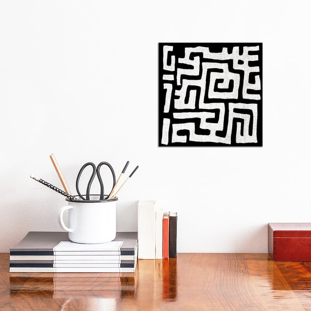 iCanvas "Mudcloth Black Geometric Design I" by Ellie Roberts Canvas Print