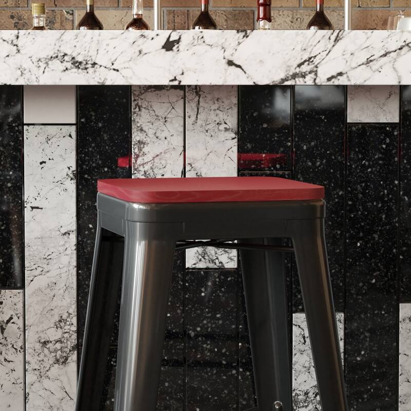 All-Weather Polyresin Seat for Colorful Metal Stools and Chairs-4 Pack