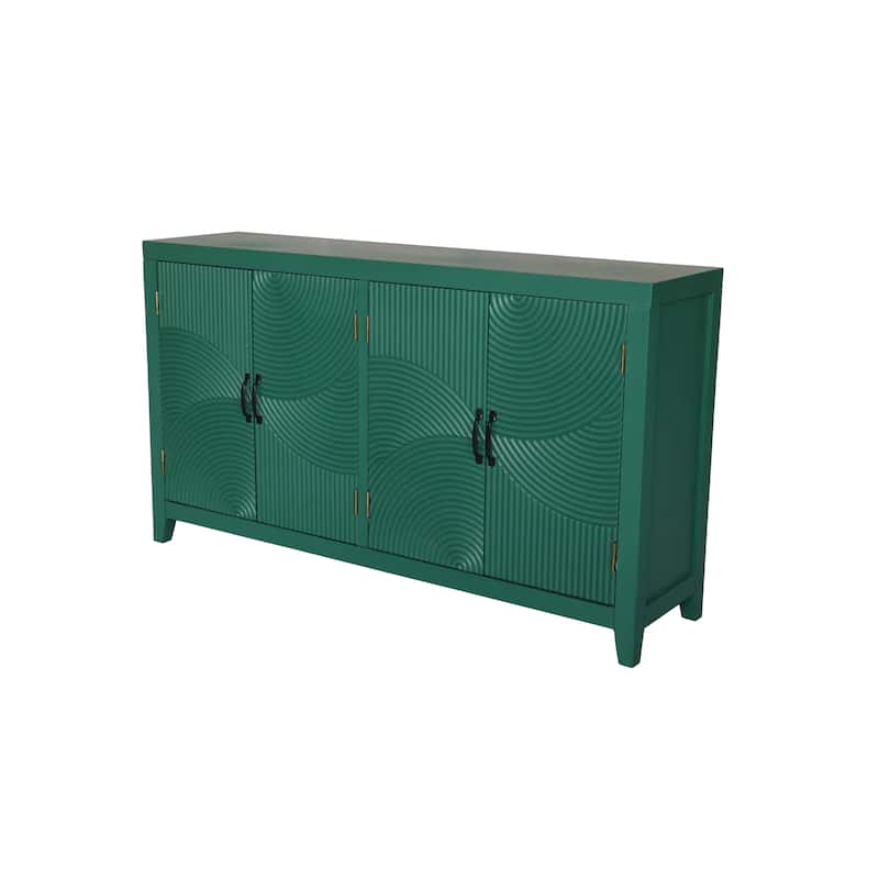 59"Green Accent Cabinet with 4 Doors, Mid Century Modern Pantry Cabinet, Wood Buffet Cabinet, Media Cabinet, Console Cabinet