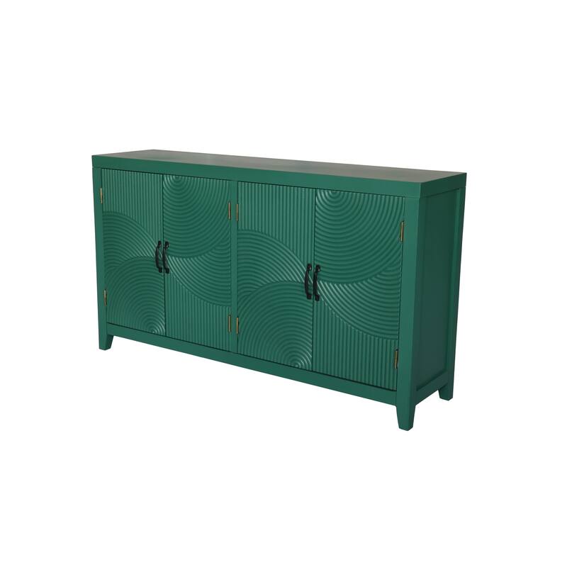 Sideboard Cabinet with 4 Doors & Metal Handles, Wooden Kitchen Pantry Cabinet, Entryway Table with 2 Storage Shelves