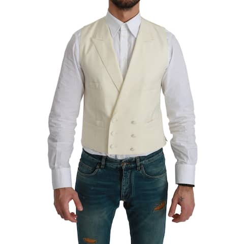 Dolce & Gabbana White Waistcoat Formal Wool Men's Vest